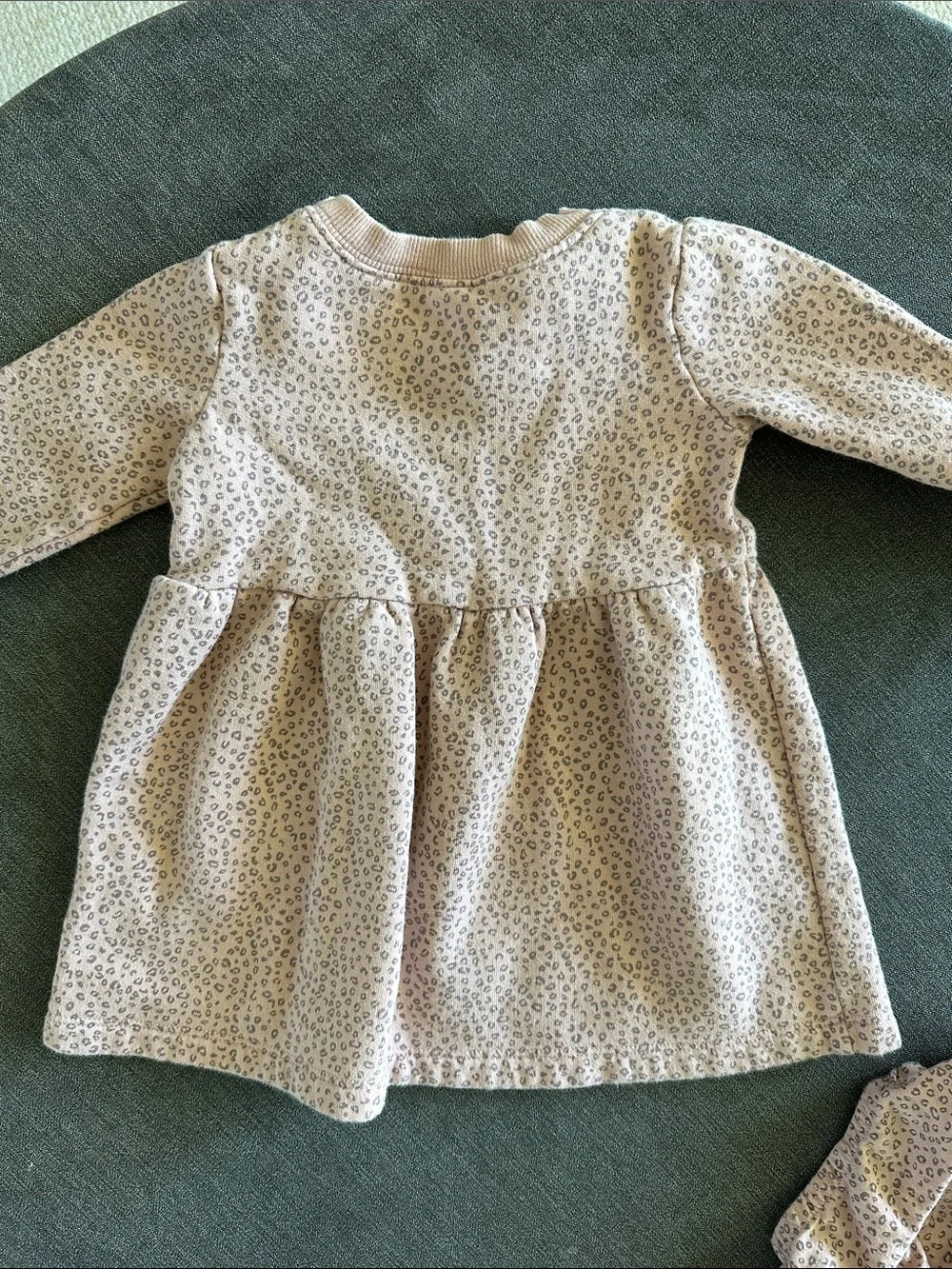 Light Pink Leopard Print Long-Sleeve Dress with Bloomers Sweatshirt 18 mo